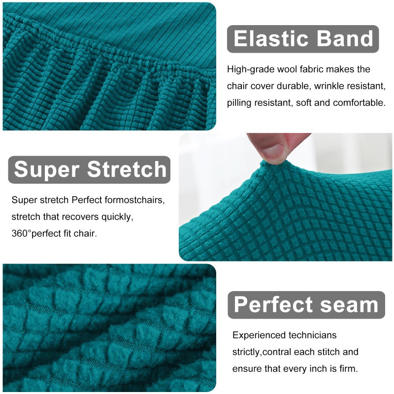 Lellen Bar Stool Covers Set of 2,Stretch Washable Bar Stool Seat Covers,Removable Bar Chair Covers with Backs,Counter Height Bar Stool Chair Covers for Kitchen Dining Room Cafeï¼ˆPeacock Blueï¼‰ - Image 3